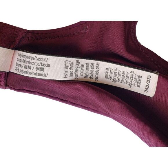 Victoria's Secret Bar 34D Lightly Lined Demi Everywhere T-shirt Bra Burgundy 34D - Picture 7 of 8